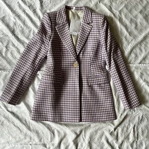 &Other Stories Purple and White Hourglass Gingham Blazer
